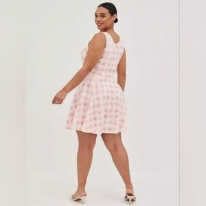 TORRID Pink Plaid Mini Scuba Skater Set